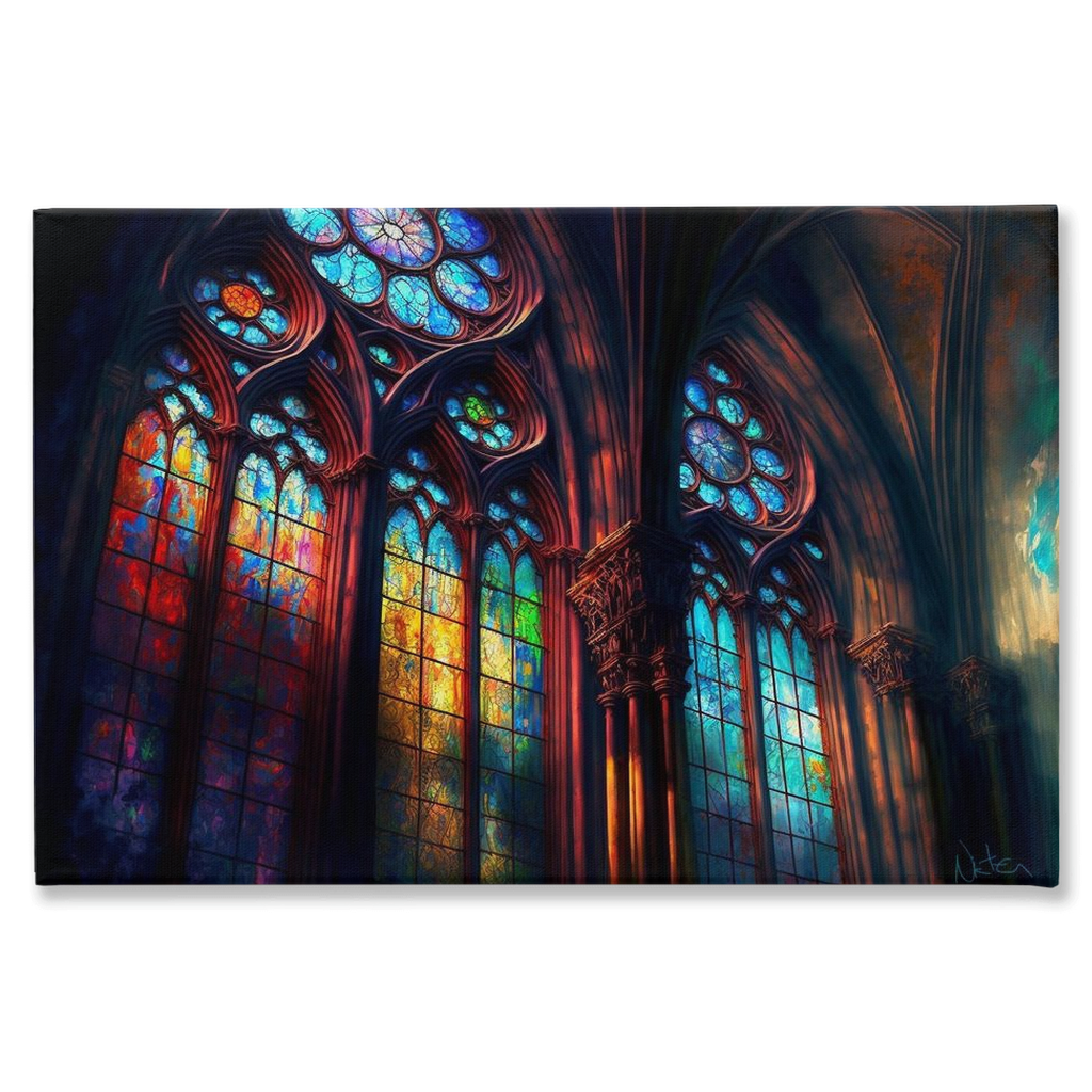 Gothic cathedral window painting