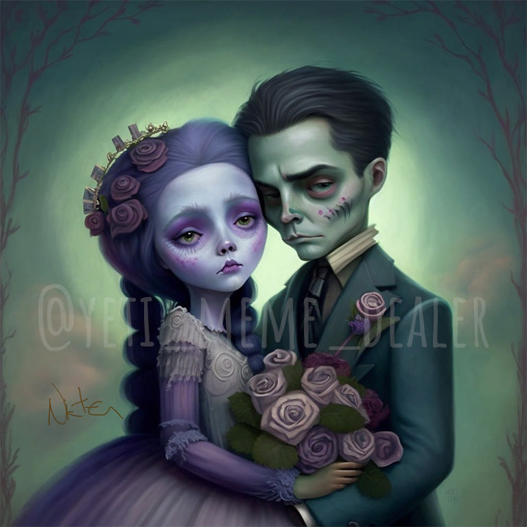 Zombies in love print